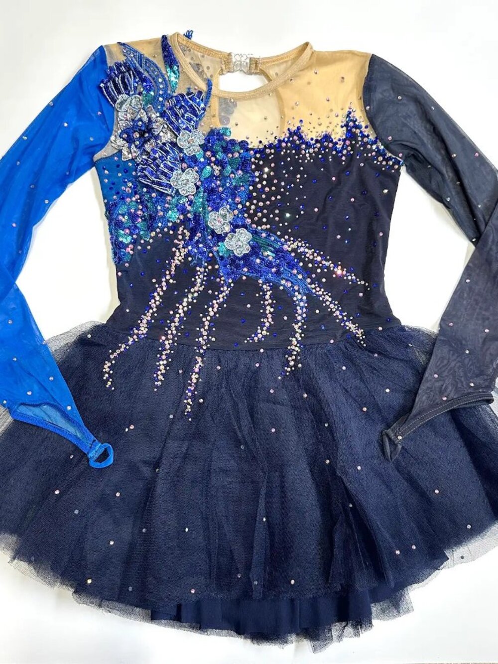 Navy Blue Crystal Figure Skating Dress Girls 12